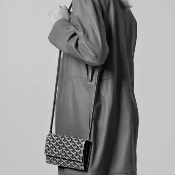 NWT🖤GOYARD🖤Varenne Continental Goyardine Canvas Calfskin Crossbody Bag - Picture 2 of 14